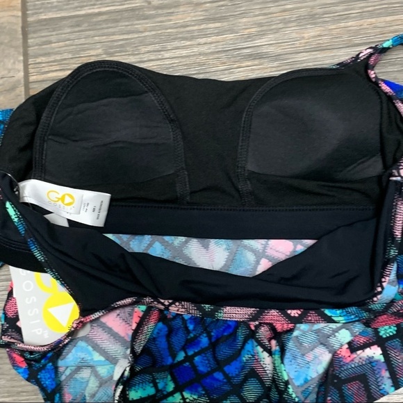 Go by Gossip Multi Light The Way Printed Layered Tankini Top Size Small - Picture 3 of 10